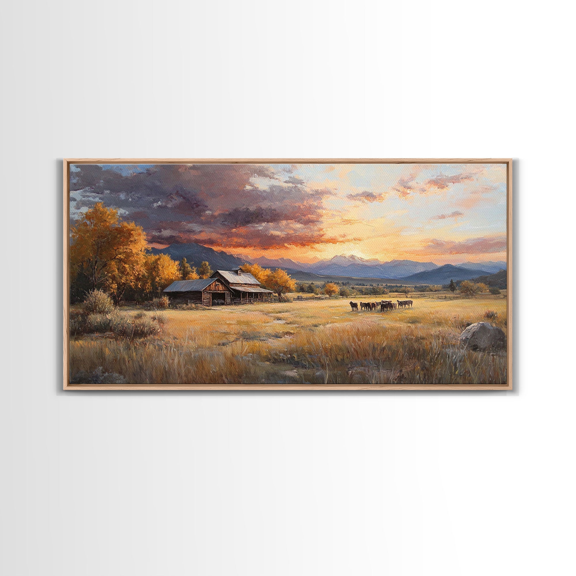 Sunset Ranch Framed Canvas Print