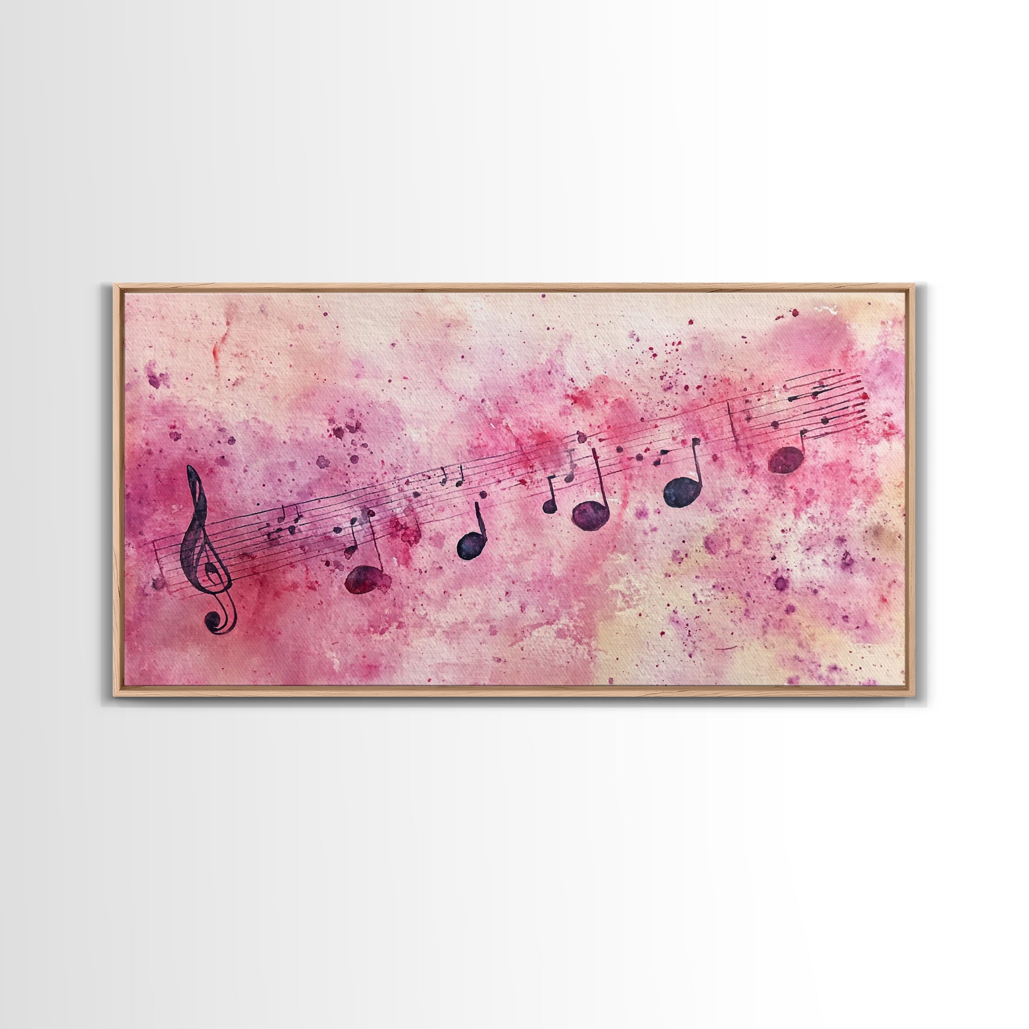 Sheet Music Canvas Print | Musical Wall Art, Whimsical Art, Light Pink Wall Art, Artistic Bedroom Art, Living Room Wall Decor