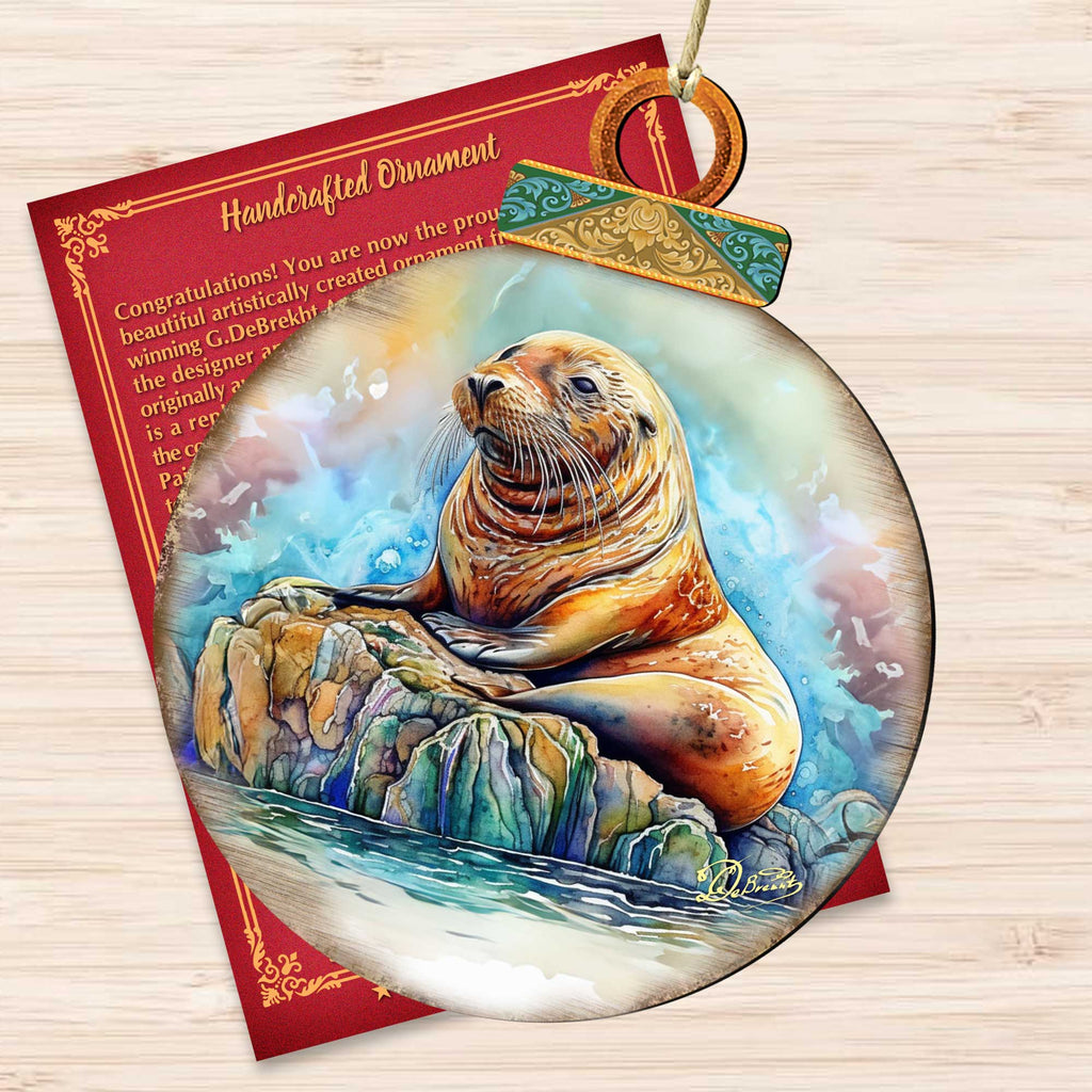 Sea Lion Wooden Ornaments by G.Debrekht - 8710127