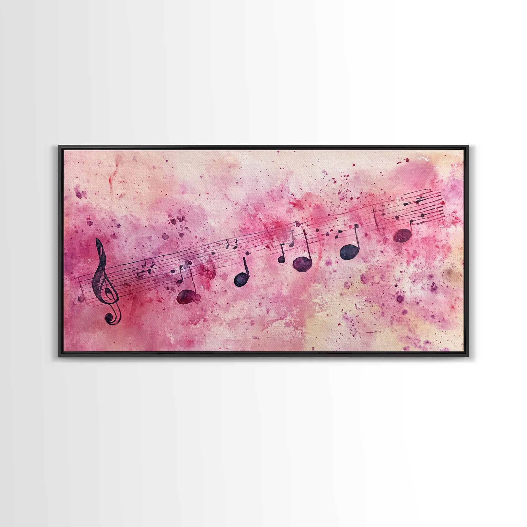 Sheet Music Canvas Print | Musical Wall Art, Whimsical Art, Light Pink Wall Art, Artistic Bedroom Art, Living Room Wall Decor