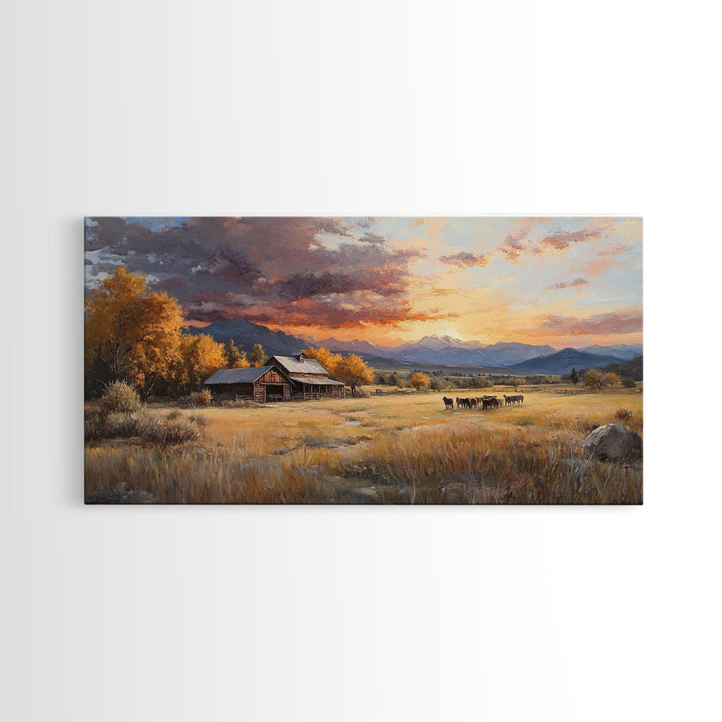 Sunset Ranch Framed Canvas Print