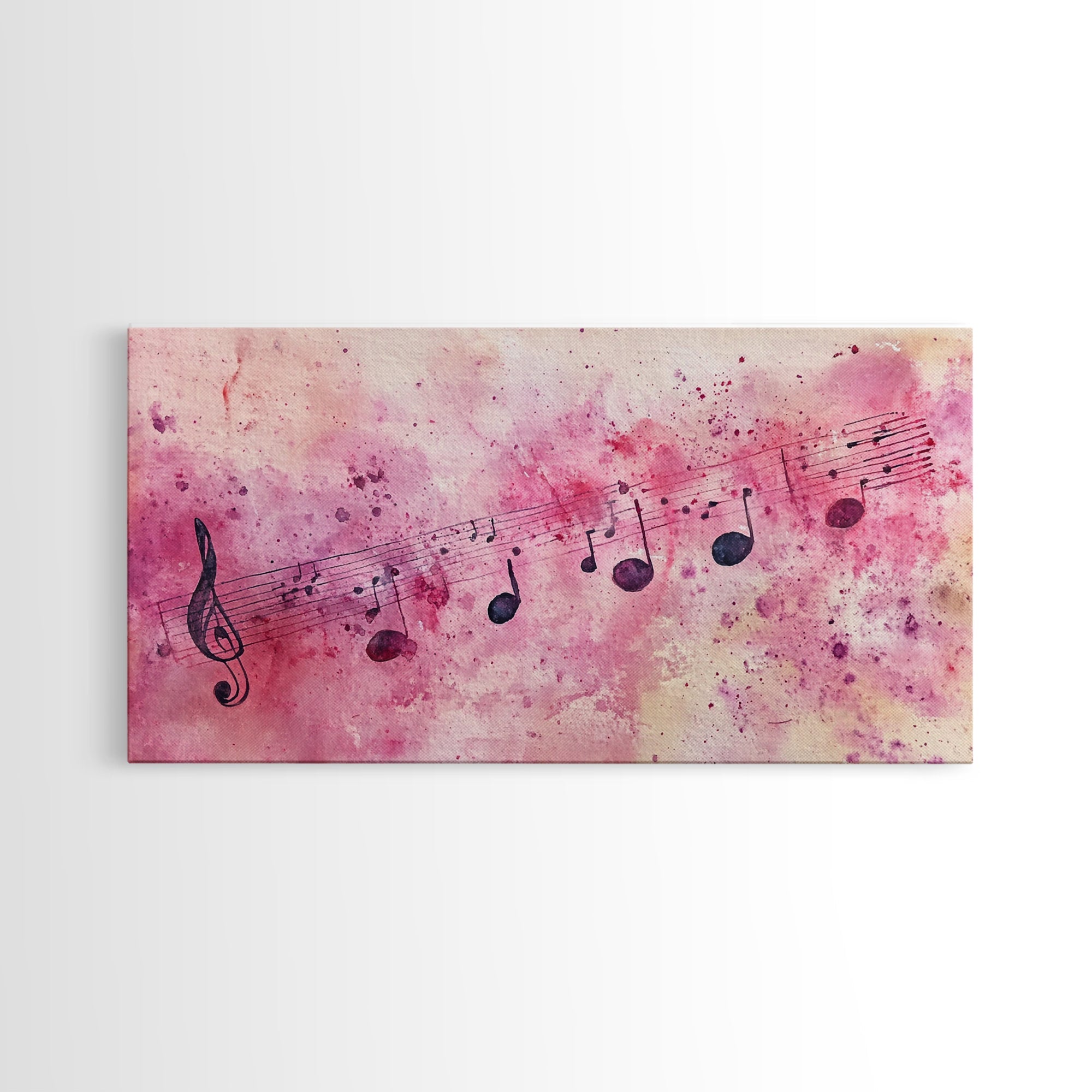 Sheet Music Canvas Print | Musical Wall Art, Whimsical Art, Light Pink Wall Art, Artistic Bedroom Art, Living Room Wall Decor