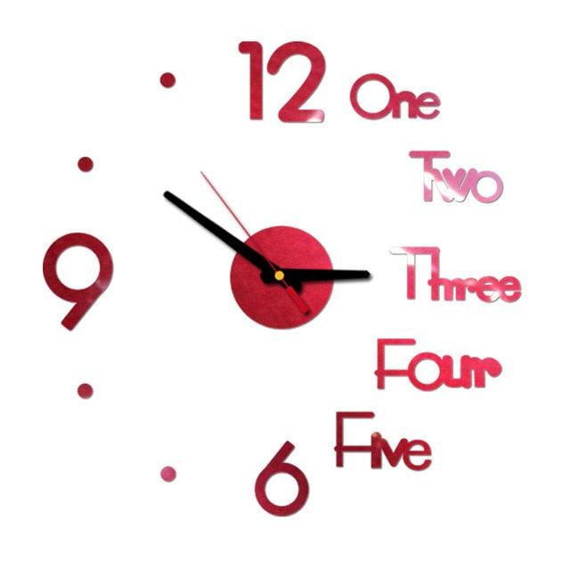 3D Creative Acrylic Mirror Wall Clock  Wall Acrylic Clock Luxury Big Size Wall Stickers