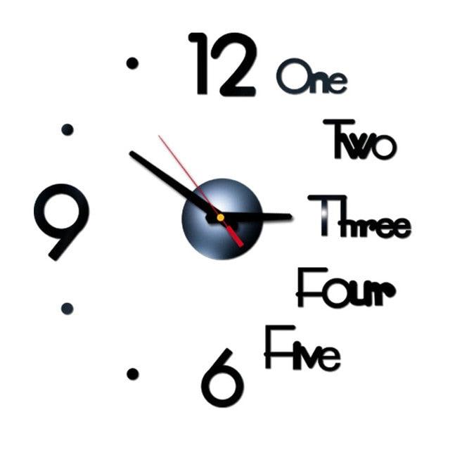 3D Creative Acrylic Mirror Wall Clock  Wall Acrylic Clock Luxury Big Size Wall Stickers