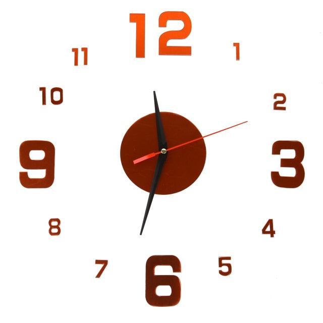 3D Creative Acrylic Mirror Wall Clock  Wall Acrylic Clock Luxury Big Size Wall Stickers