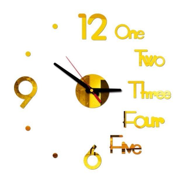 3D Creative Acrylic Mirror Wall Clock  Wall Acrylic Clock Luxury Big Size Wall Stickers