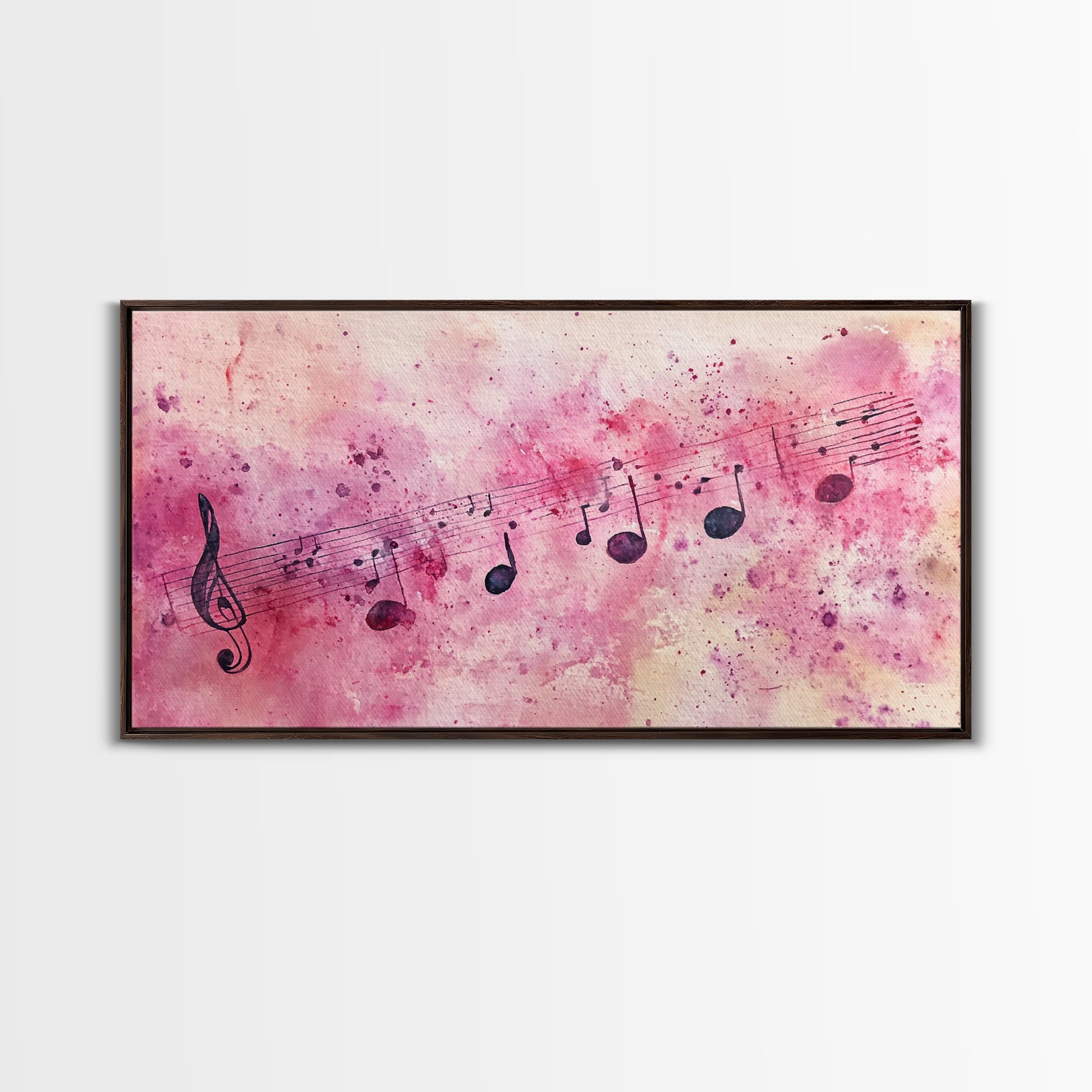 Sheet Music Canvas Print | Musical Wall Art, Whimsical Art, Light Pink Wall Art, Artistic Bedroom Art, Living Room Wall Decor
