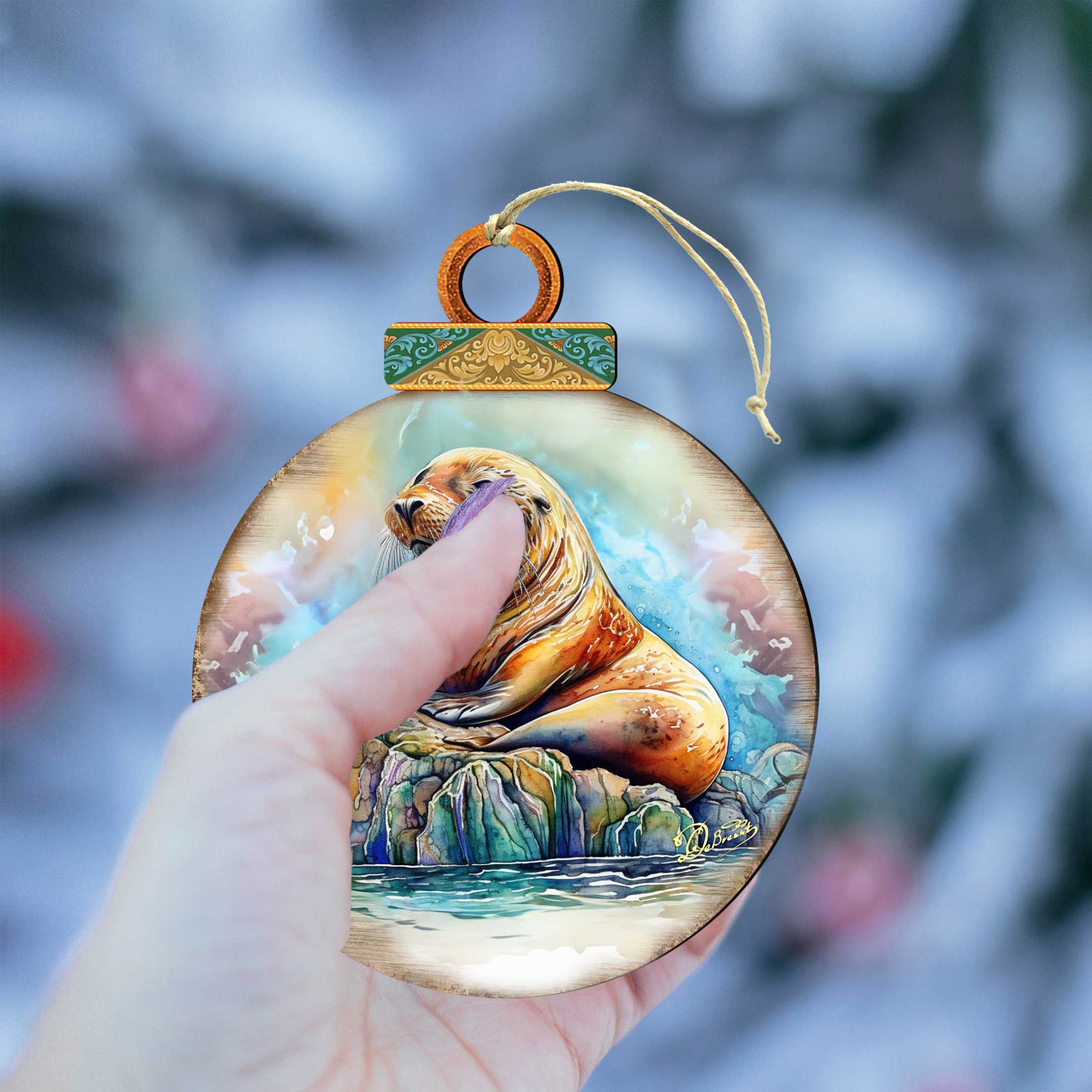 Sea Lion Wooden Ornaments by G.Debrekht - 8710127