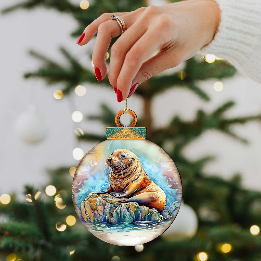 Sea Lion Wooden Ornaments by G.Debrekht - 8710127