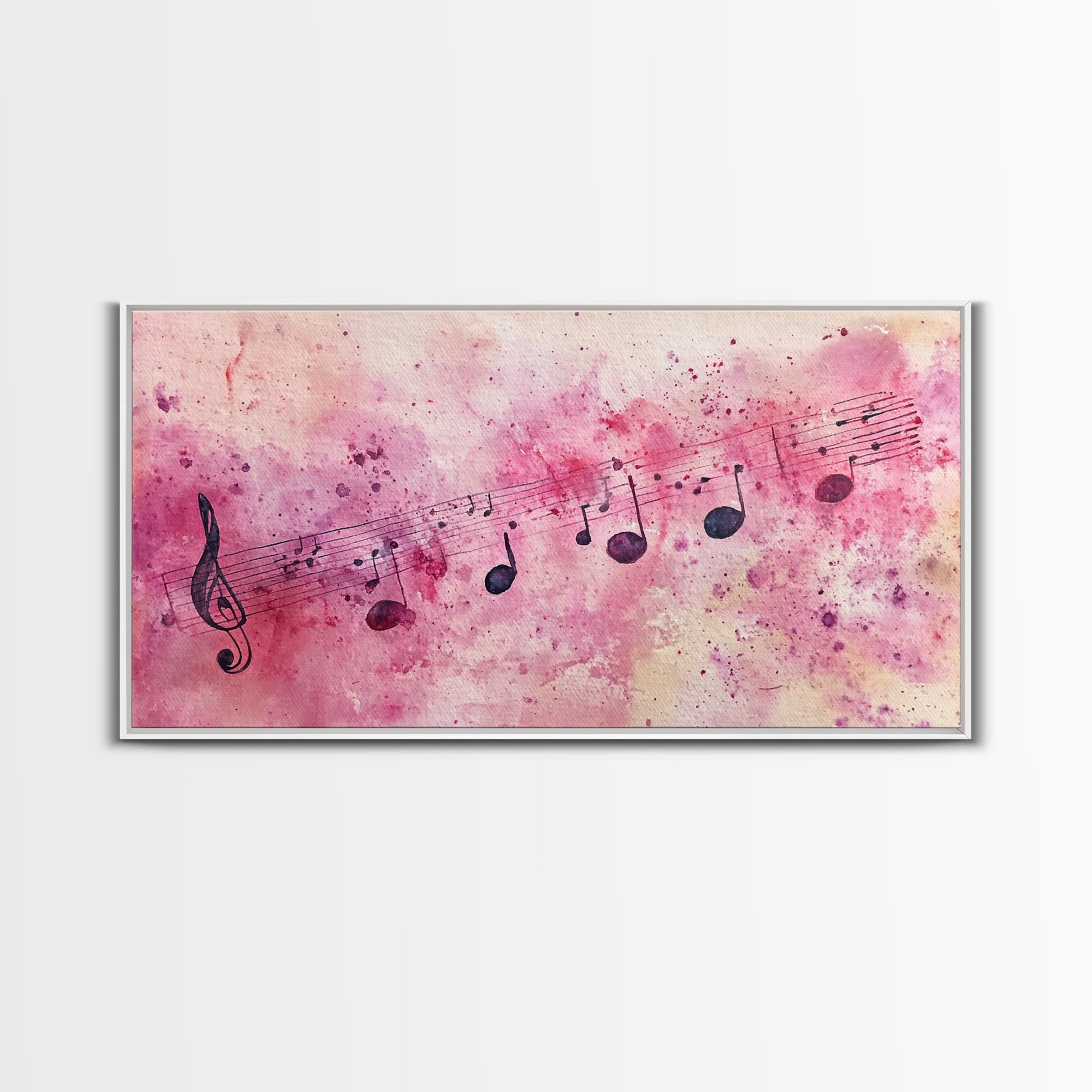 Sheet Music Canvas Print | Musical Wall Art, Whimsical Art, Light Pink Wall Art, Artistic Bedroom Art, Living Room Wall Decor