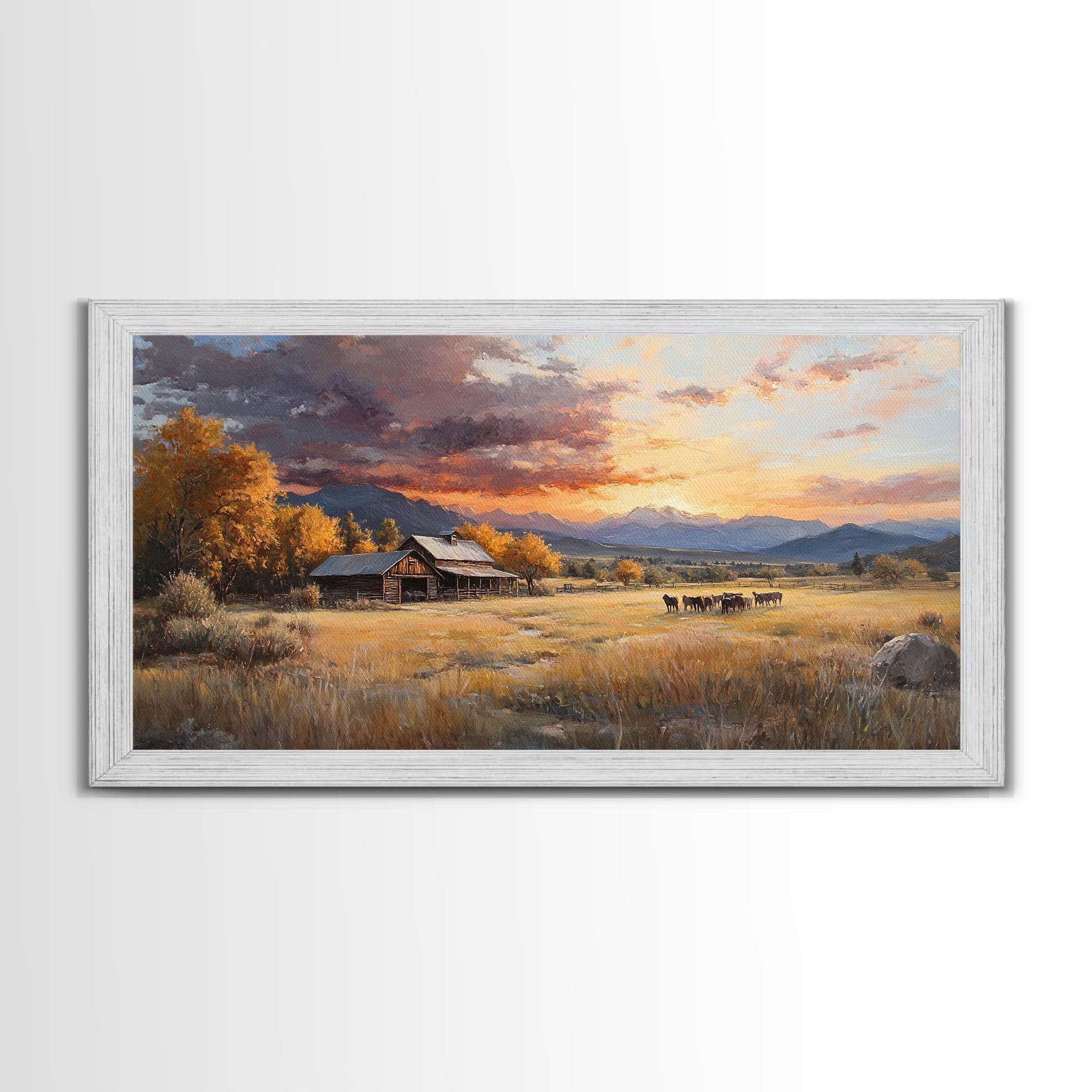 Sunset Ranch Framed Canvas Print