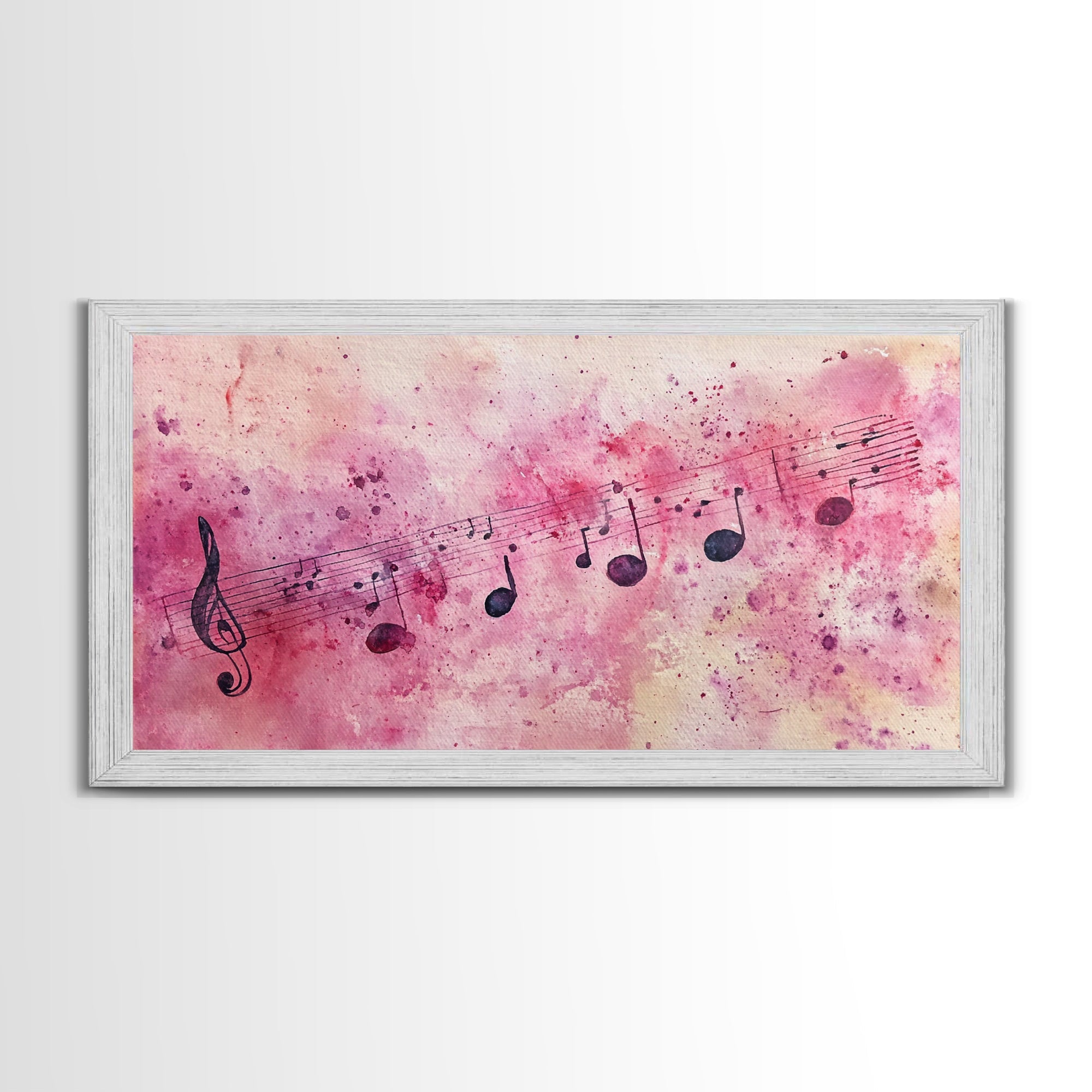Sheet Music Canvas Print | Musical Wall Art, Whimsical Art, Light Pink Wall Art, Artistic Bedroom Art, Living Room Wall Decor