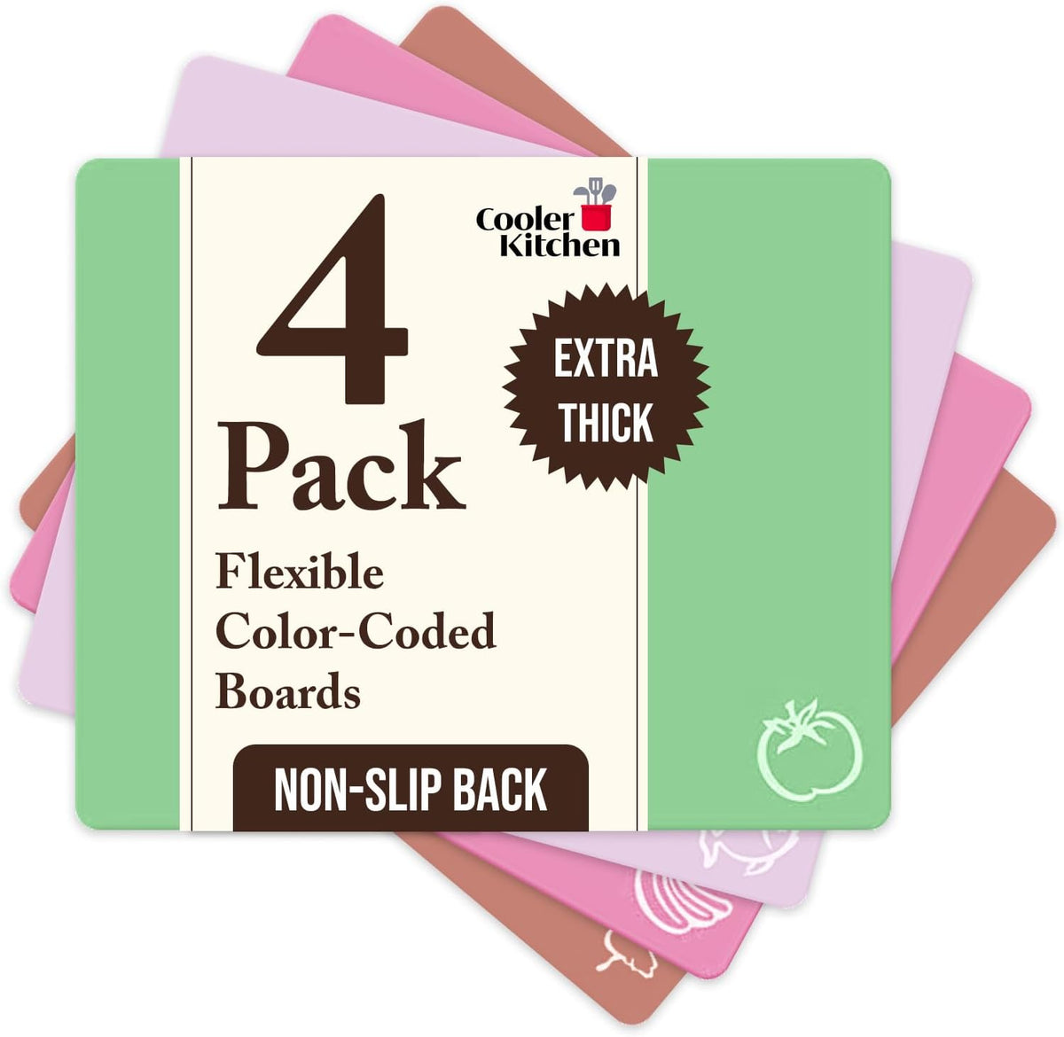 Extra Thick Flexible Plastic Cutting Board Mats Set for Kitchen