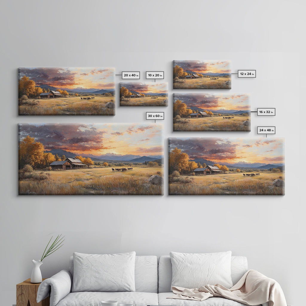 Sunset Ranch Framed Canvas Print