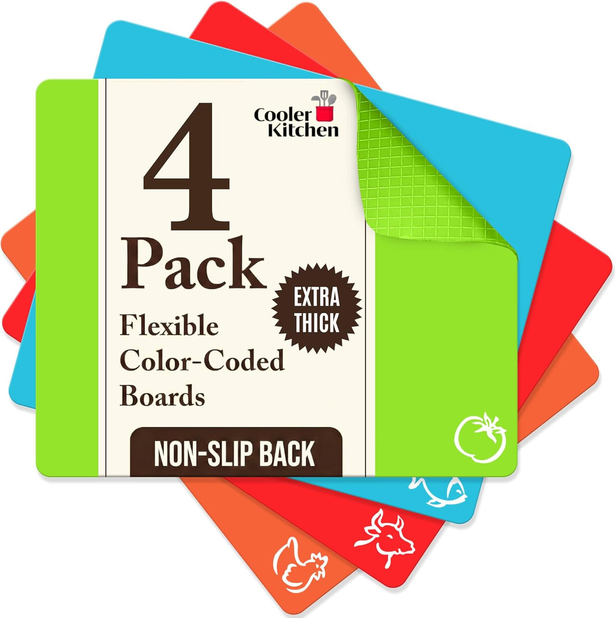 Extra Thick Flexible Plastic Cutting Board Mats Set for Kitchen