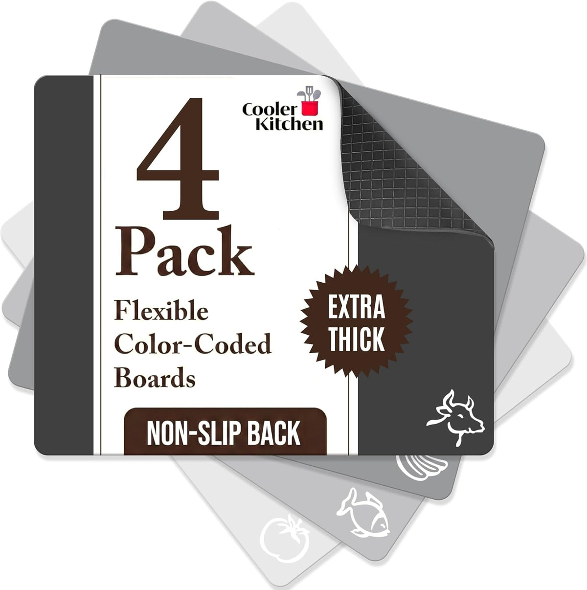 Extra Thick Flexible Plastic Cutting Board Mats Set for Kitchen