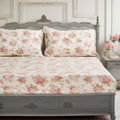 Bedding Hint of Mint Dainty Cottage Floral Roses Cotton Fitted Sheet w/ Pillow Case (3036)