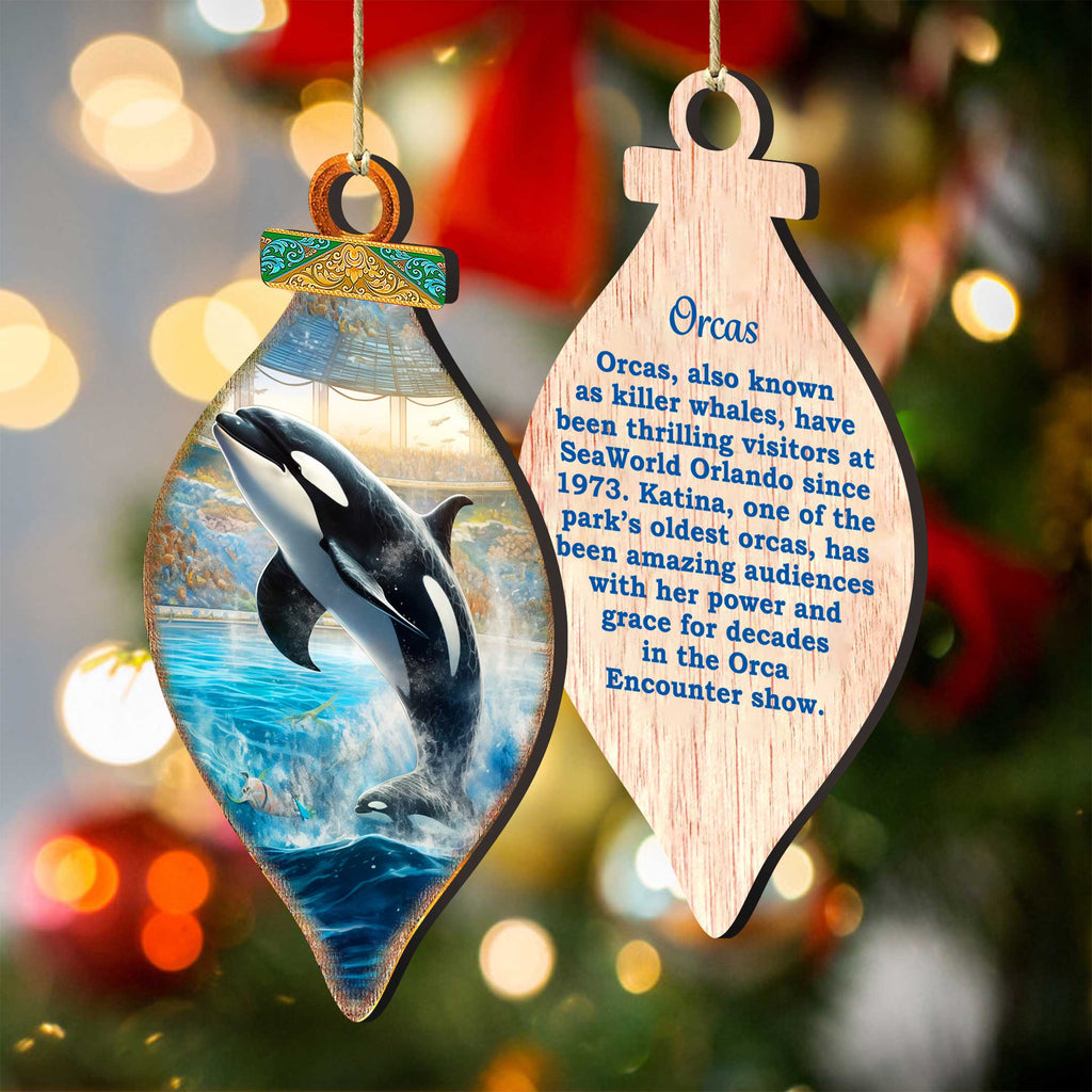Ocean & Marine Life Eco Wood Christmas Ornaments Set of 12