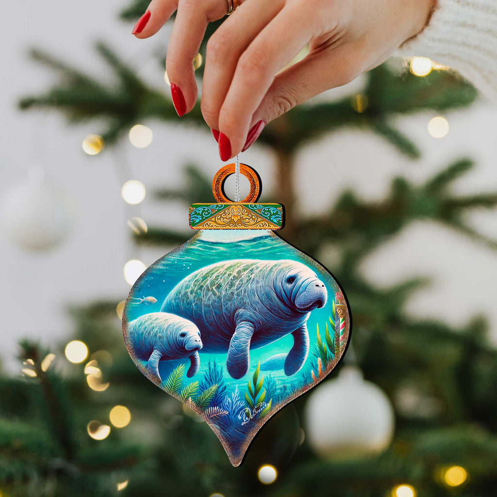 Ocean & Marine Life Eco Wood Christmas Ornaments Set of 12