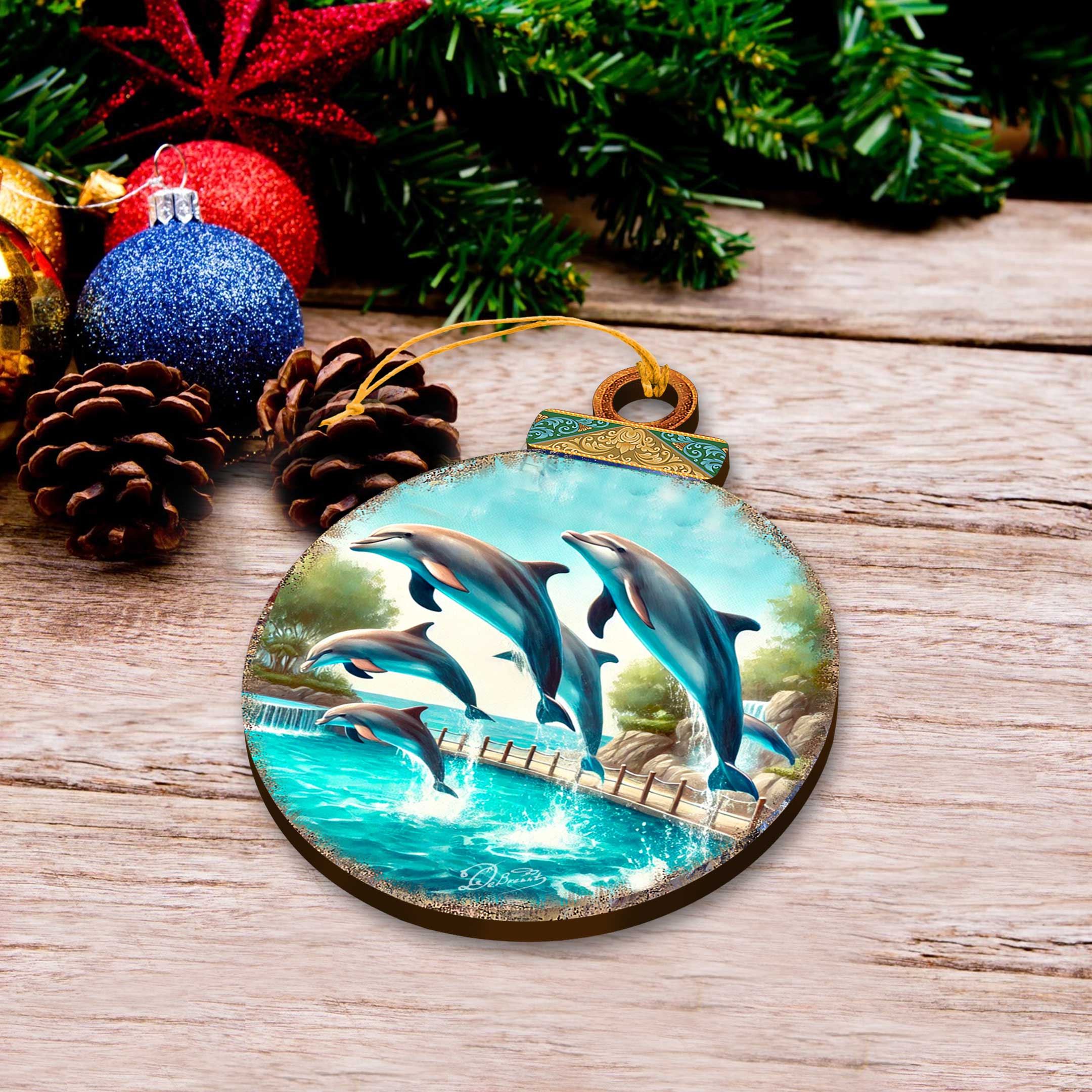 Ocean & Marine Life Eco Wood Christmas Ornaments Set of 12