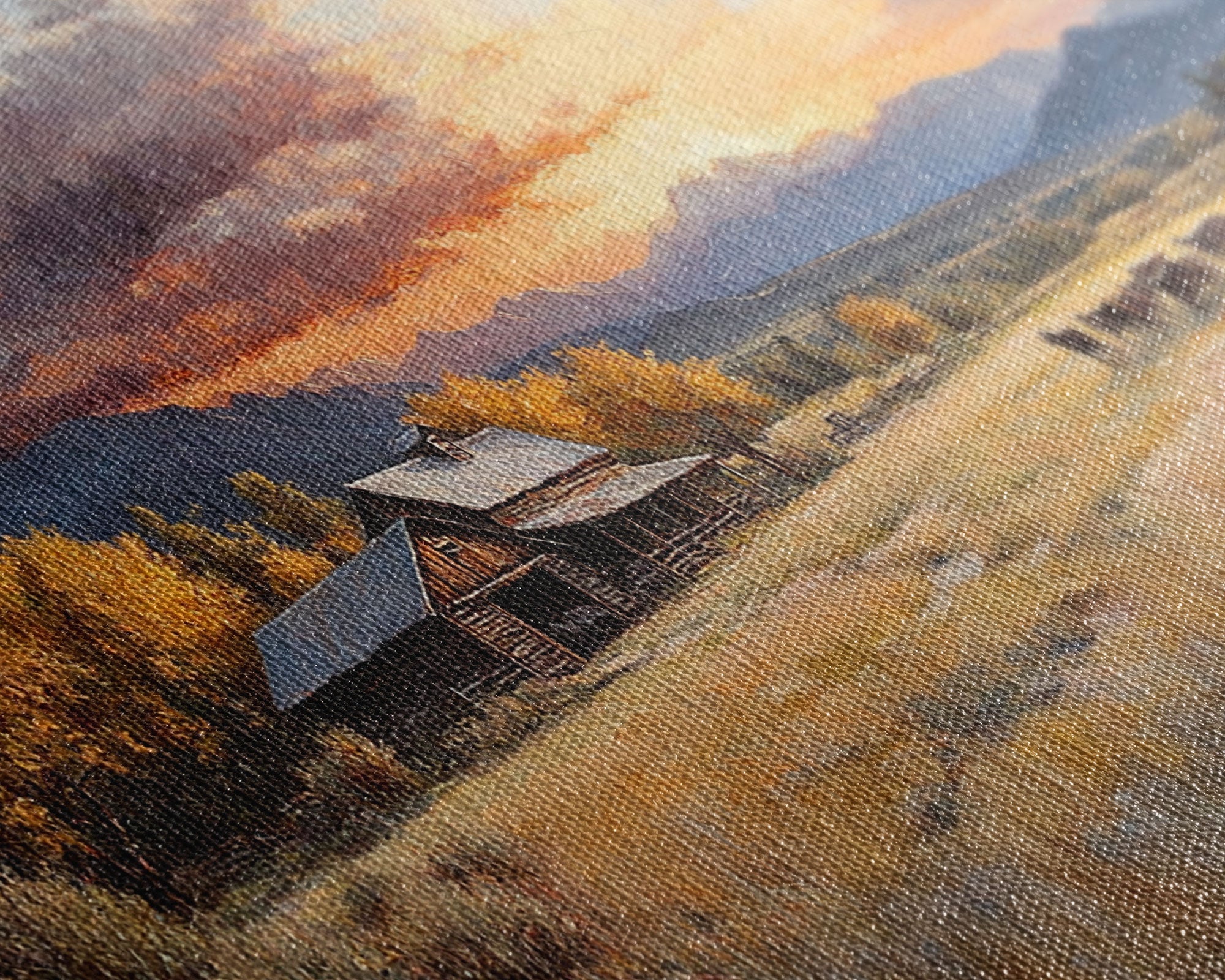 Sunset Ranch Framed Canvas Print