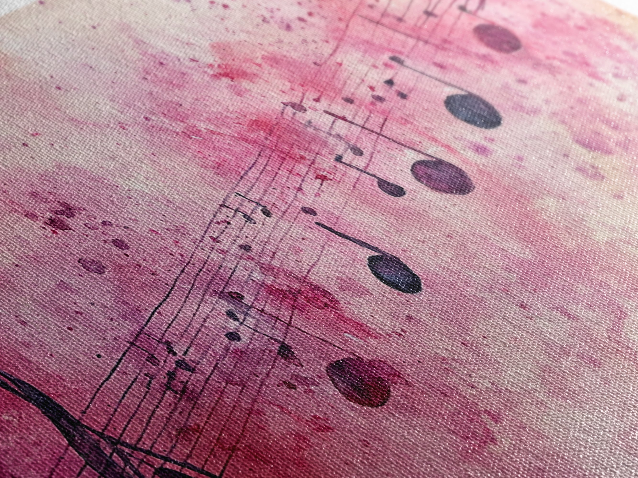 Sheet Music Canvas Print | Musical Wall Art, Whimsical Art, Light Pink Wall Art, Artistic Bedroom Art, Living Room Wall Decor