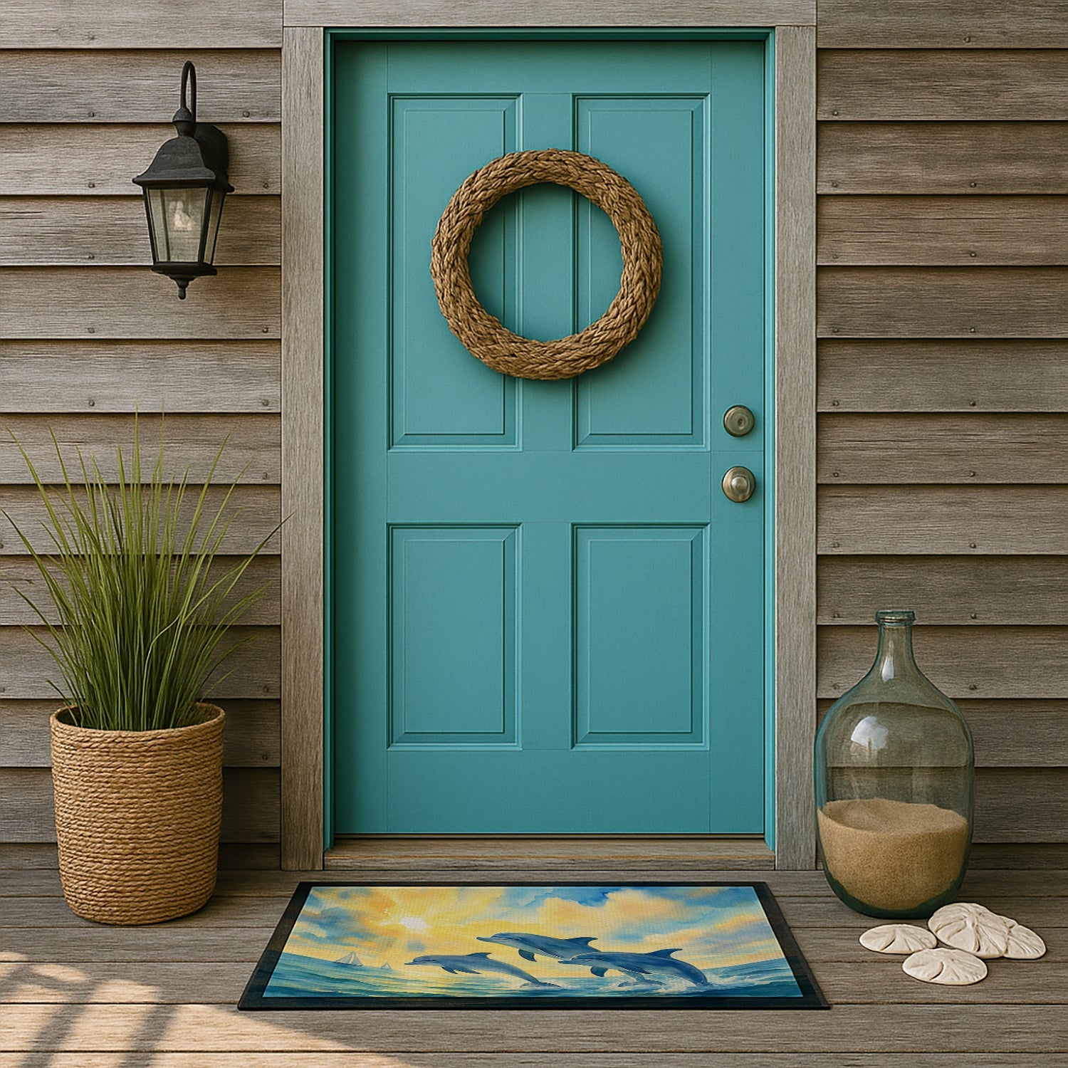 Dolphins in the Bay Doormat-24x36 Indoor / Outdoor Rug | Made in USA