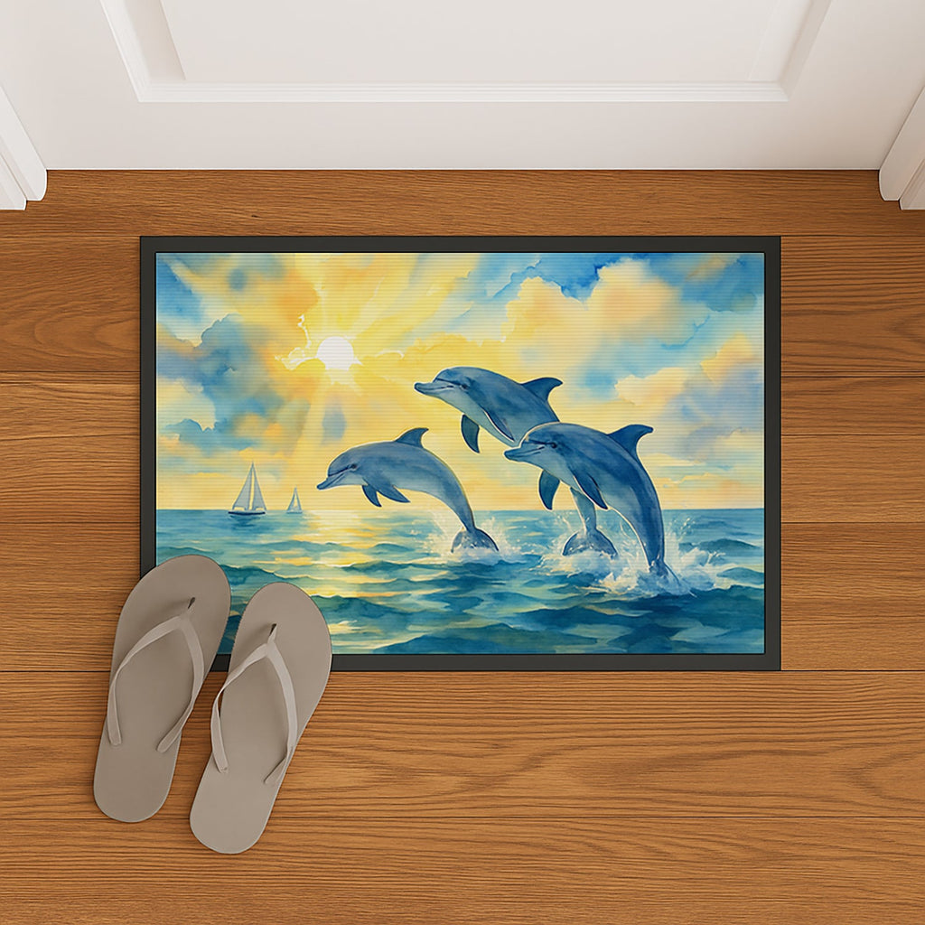 Dolphins in the Bay Doormat-24x36 Indoor / Outdoor Rug | Made in USA