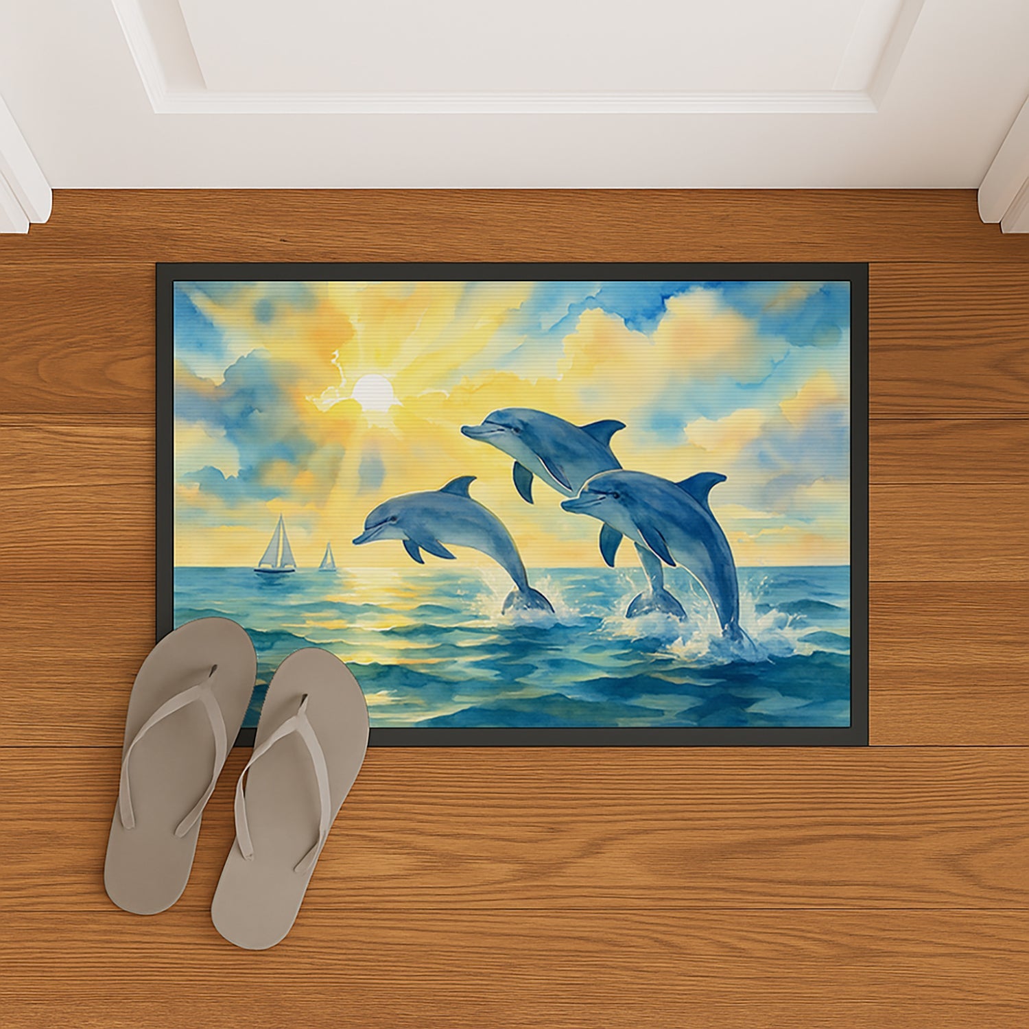 Dolphins in the Bay Doormat-24x36 Indoor / Outdoor Rug | Made in USA