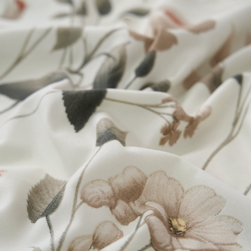 Enchanted Meadow Bed Sheet Set - Floral Harmony in Beige, Rose, and Soft Green,  Machine Washable, Deep Pocket 14 - 15 Inches + Flat Sheet