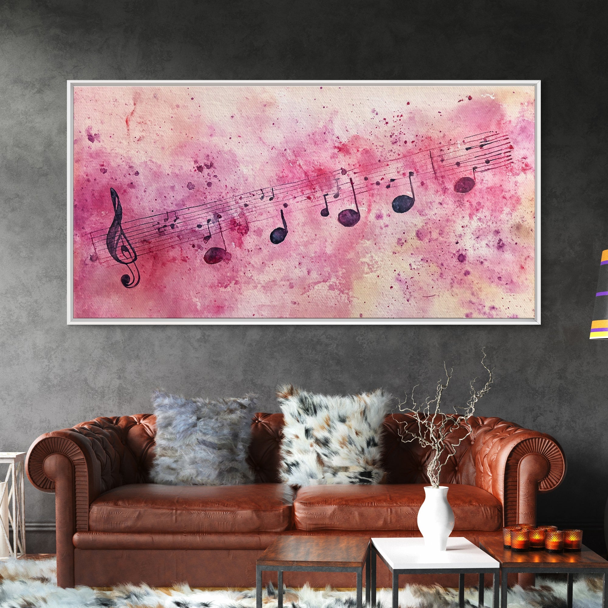 Sheet Music Canvas Print | Musical Wall Art, Whimsical Art, Light Pink Wall Art, Artistic Bedroom Art, Living Room Wall Decor