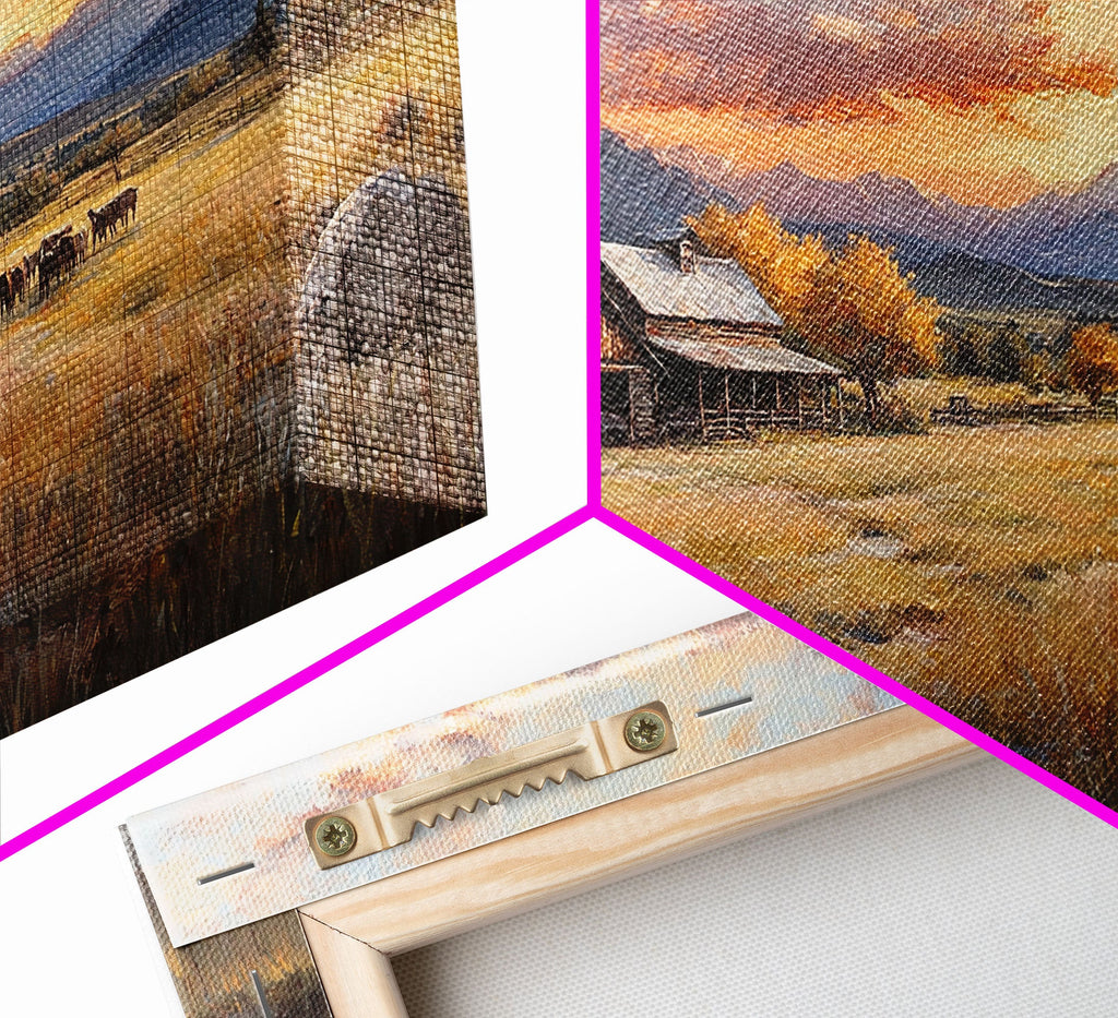Sunset Ranch Framed Canvas Print