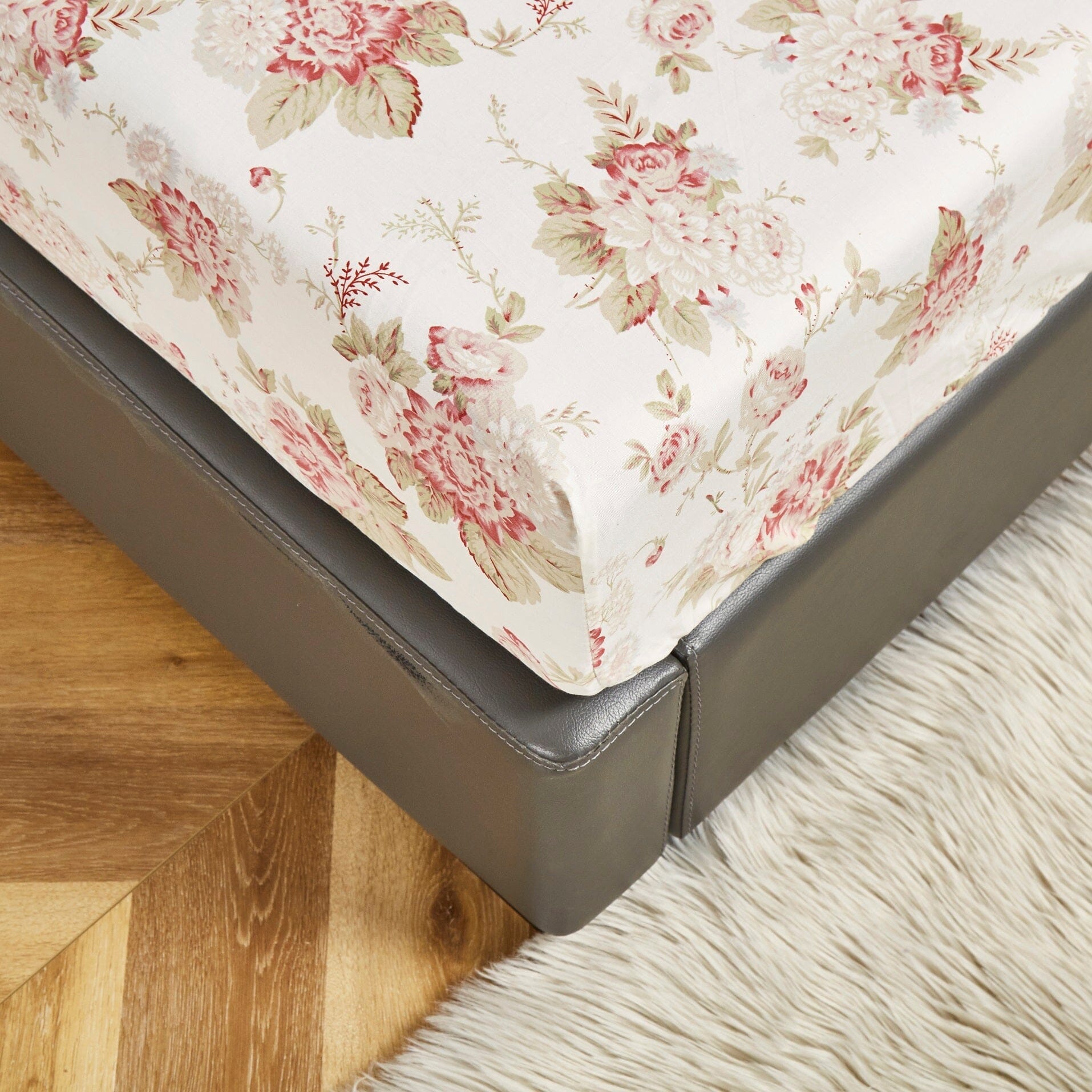 Bedding Hint of Mint Dainty Cottage Floral Roses Cotton Fitted Sheet w/ Pillow Case (3036)
