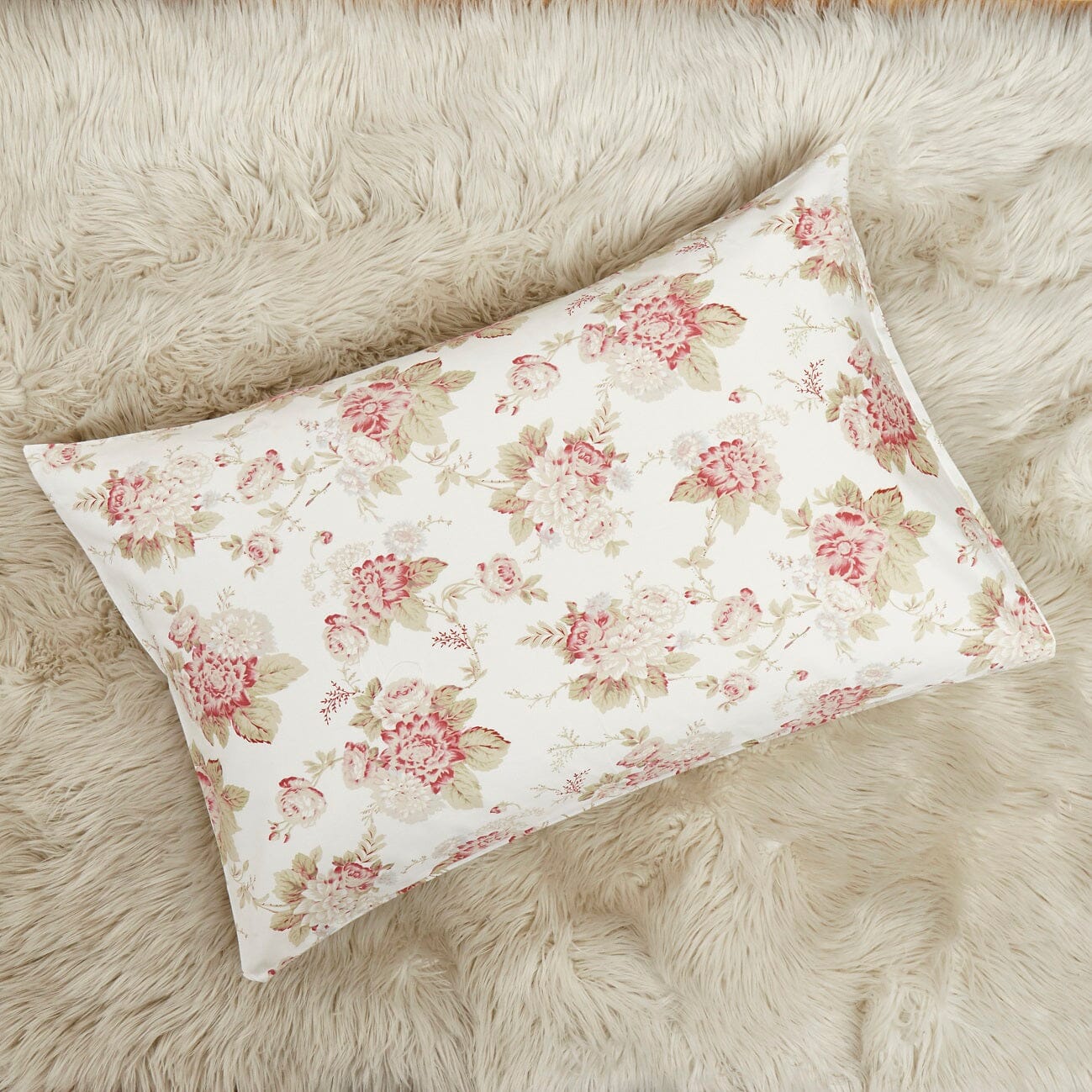 Bedding Hint of Mint Dainty Cottage Floral Roses Cotton Fitted Sheet w/ Pillow Case (3036)