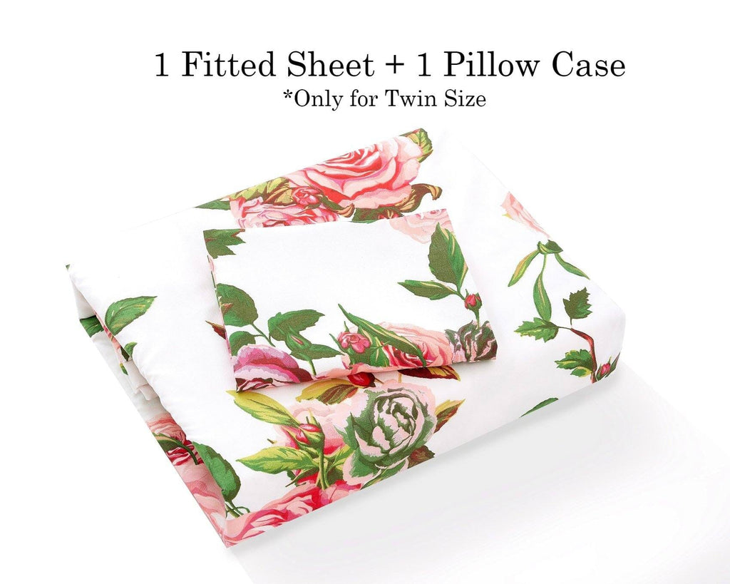 Romantic Fitted Bed Sheet w/ Pillow Cases