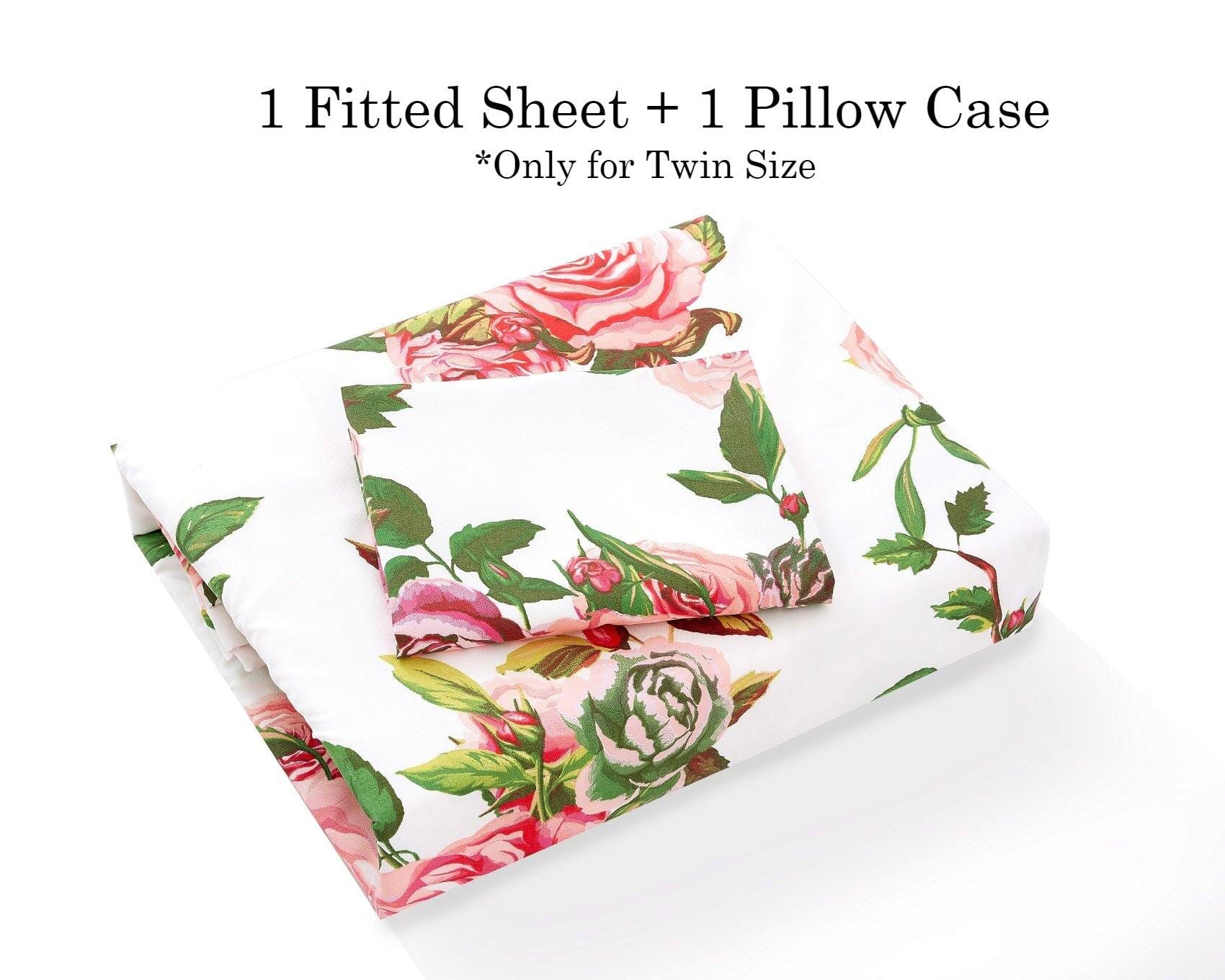 Romantic Fitted Bed Sheet w/ Pillow Cases
