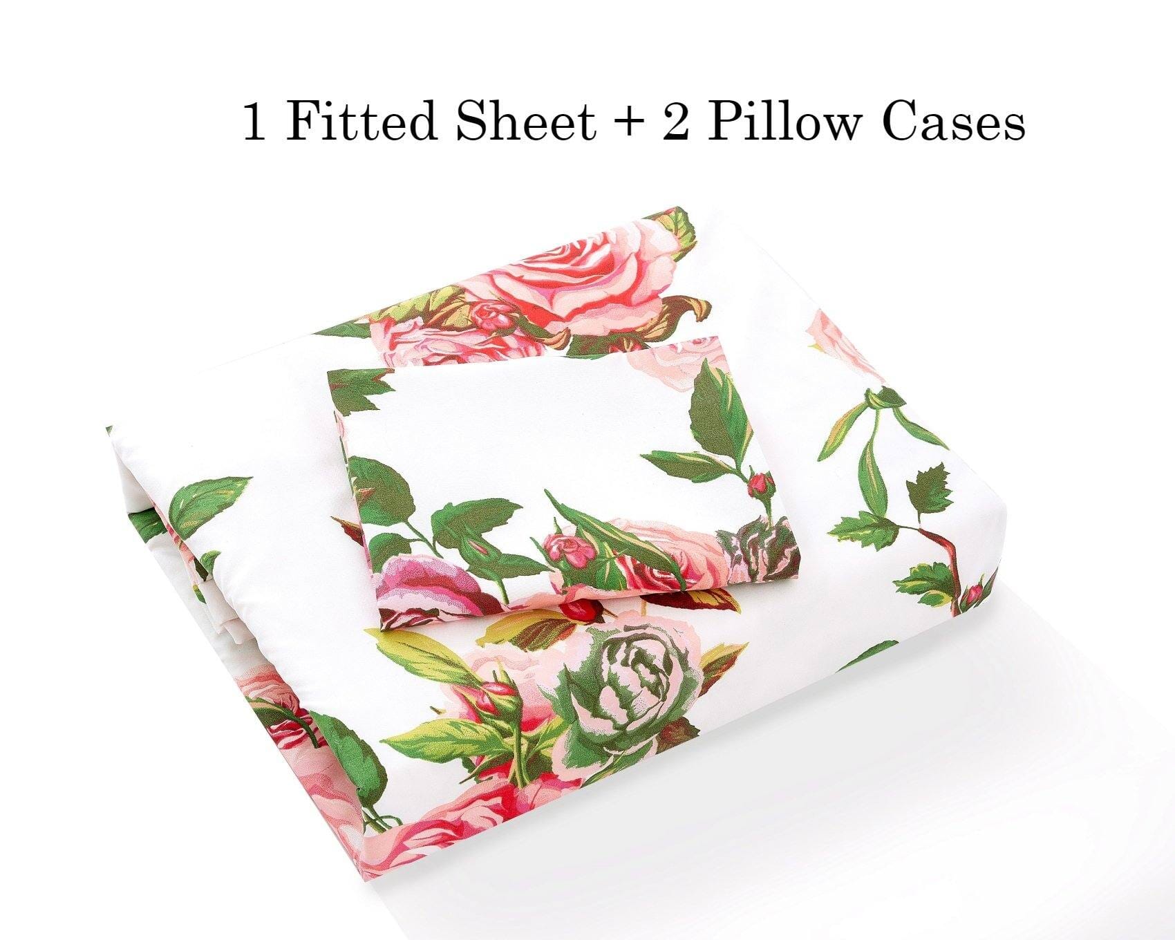 Romantic Fitted Bed Sheet w/ Pillow Cases