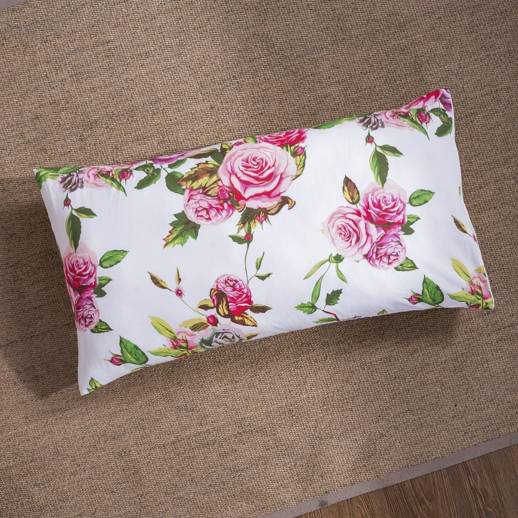 Bedding Romantic Roses Lovely Spring Pink Floral Garden Fitted & Flat Bed Sheet Set w/ Pillow Cases (JHW879)