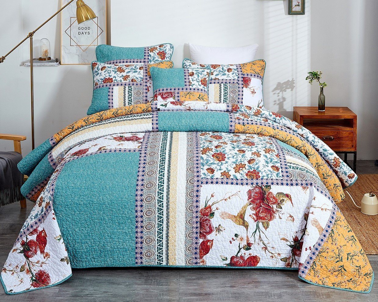 Tache Old World Garden Hummingbird Quilt