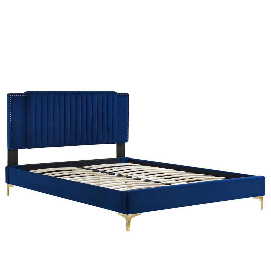 Zahra Channel Tufted Performance Velvet Queen Platform Bed by Modway