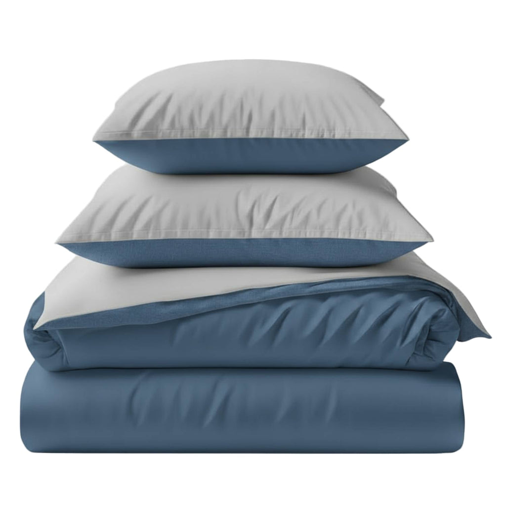 Two-Tone Bamboo Viscose Duvet Cover + 2 Shams Set