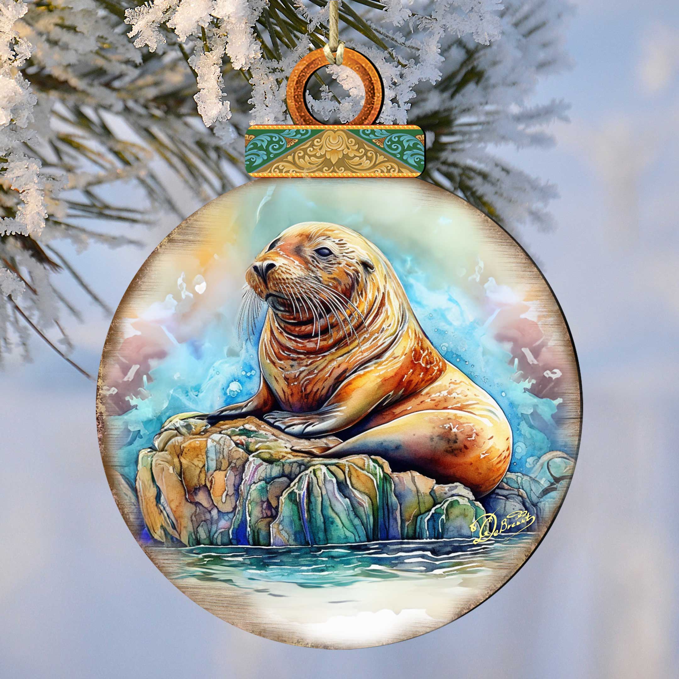 Sea Lion Wooden Ornaments by G.Debrekht - 8710127