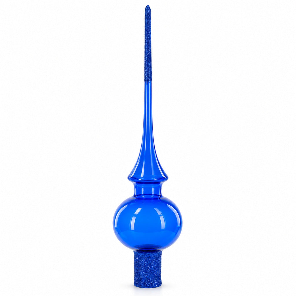 Translucent Blue Glass Christmas Tree Topper 11 Inches