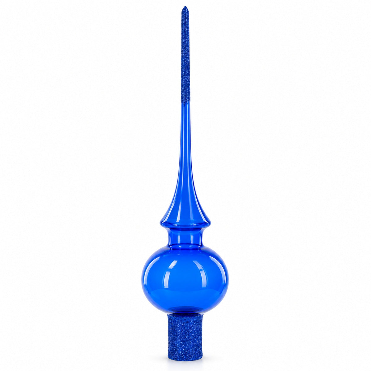 Translucent Blue Glass Christmas Tree Topper 11 Inches
