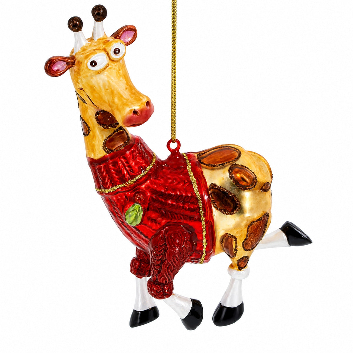 Stylish Giraffe Glass Christmas Ornament