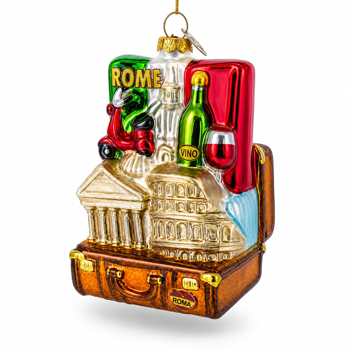 Landmarks of Rome, Italy Glass Christmas Ornament