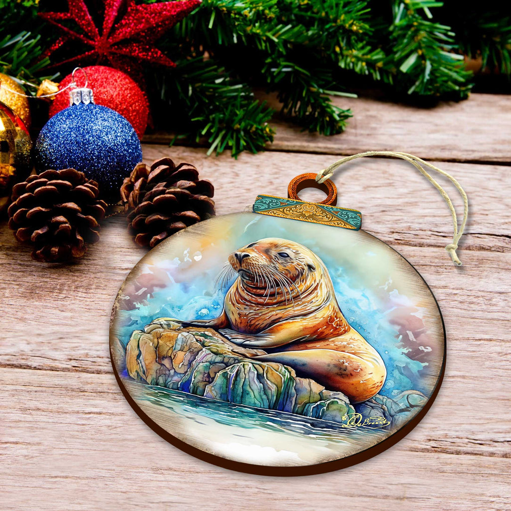 Sea Lion Wooden Ornaments by G.Debrekht - 8710127