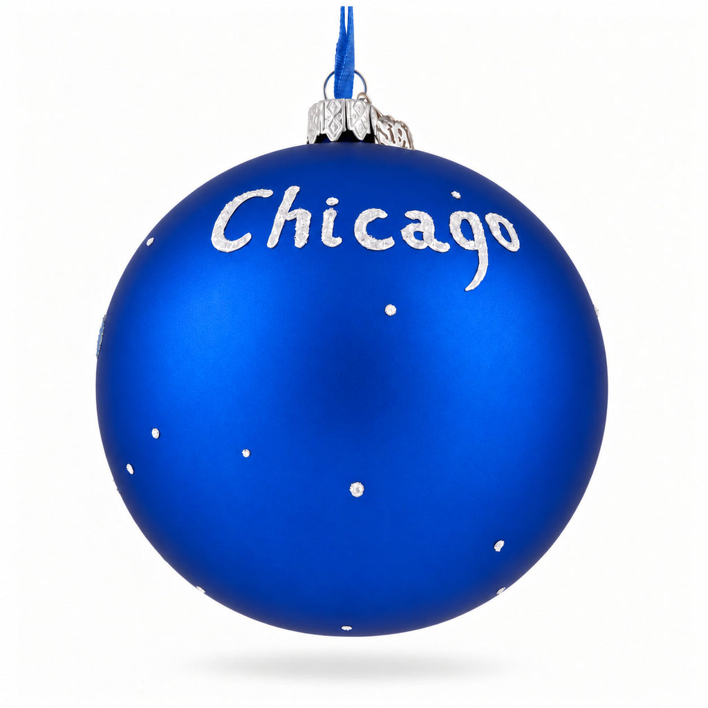 Buckingham Fountain, Chicago, Illinois Glass Ball Christmas Ornament 4 Inches