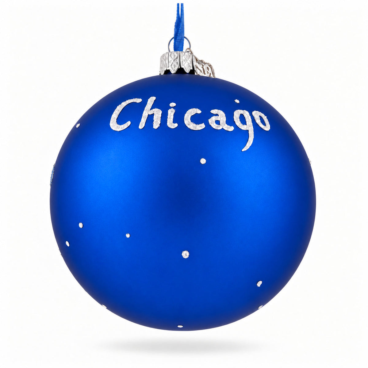 Buckingham Fountain, Chicago, Illinois Glass Ball Christmas Ornament 4 Inches