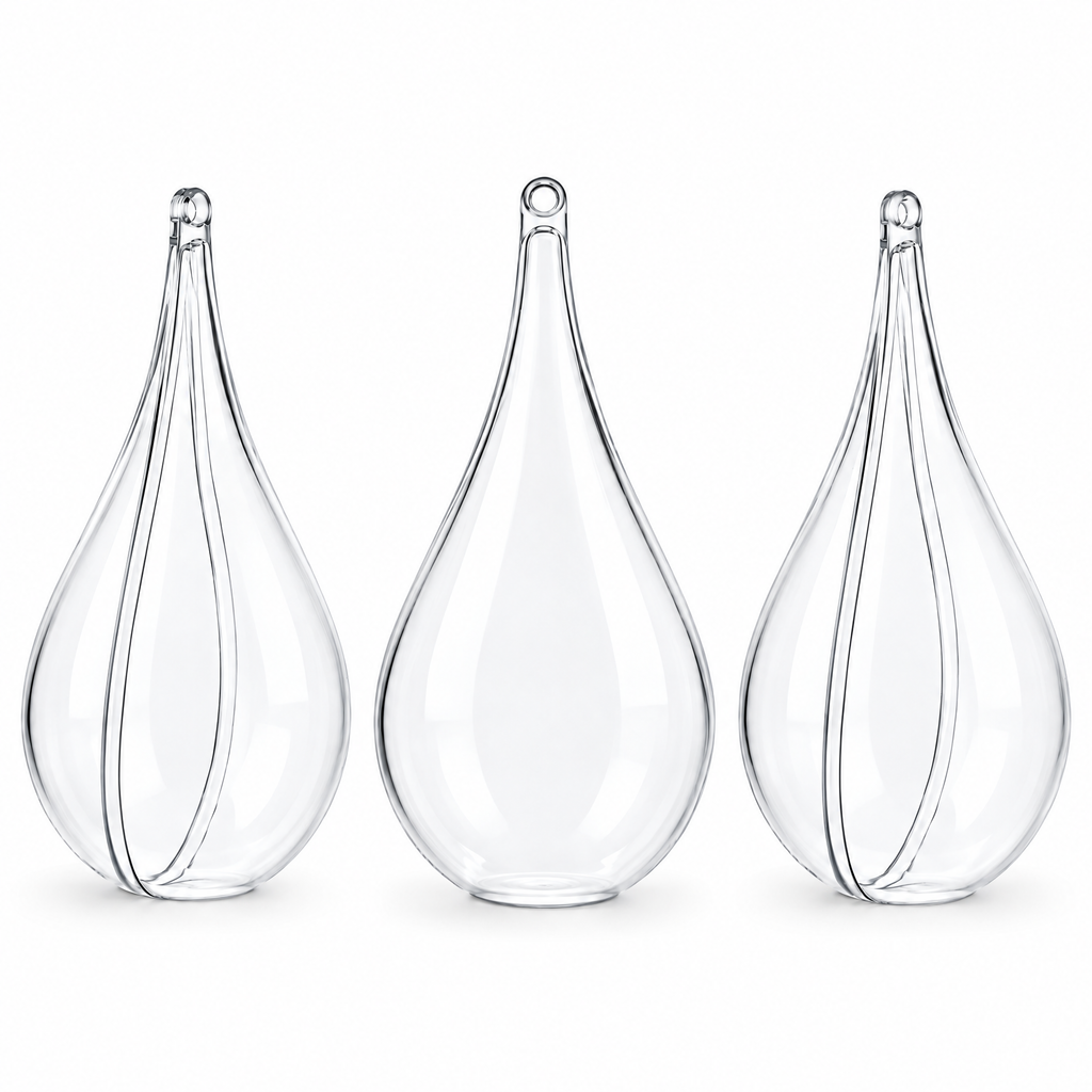 Set of 3 Clear Plastic Waterdrop Ornaments 4.3 Inches (109 mm)